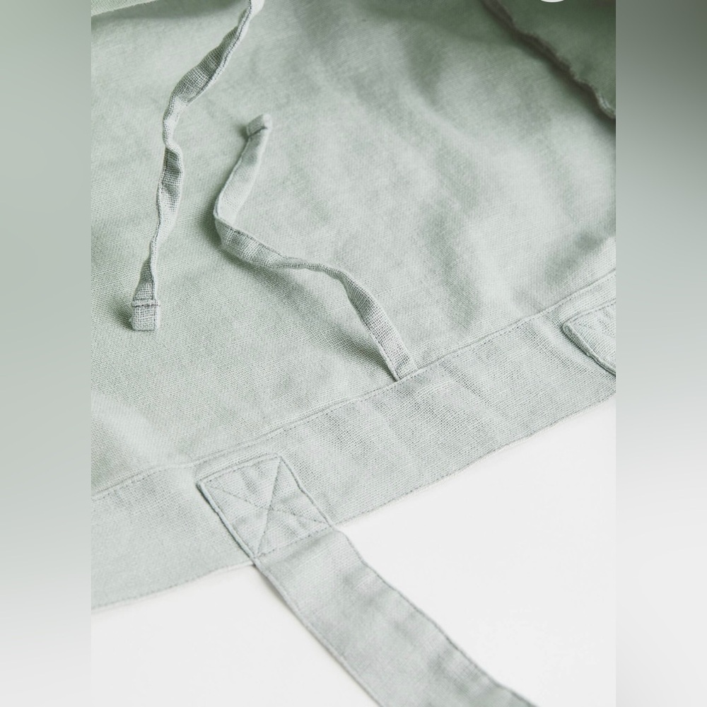 NEW! H&M HOME XL LINEN TOTE BAG Oversized Sage Green NWT - Picture 4 of 14